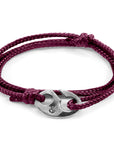 Aubergine Purple Windsor Silver and Rope Bracelet