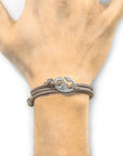 Sand Brown Windsor Silver and Rope Bracelet