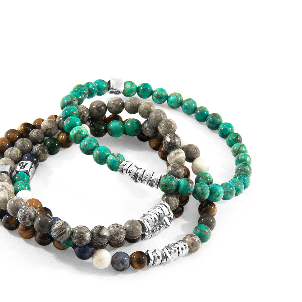 Brown Tigers Eye Atrato Silver and Stone Bracelet