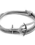 Classic Grey Admiral Anchor Silver and Rope Bracelet