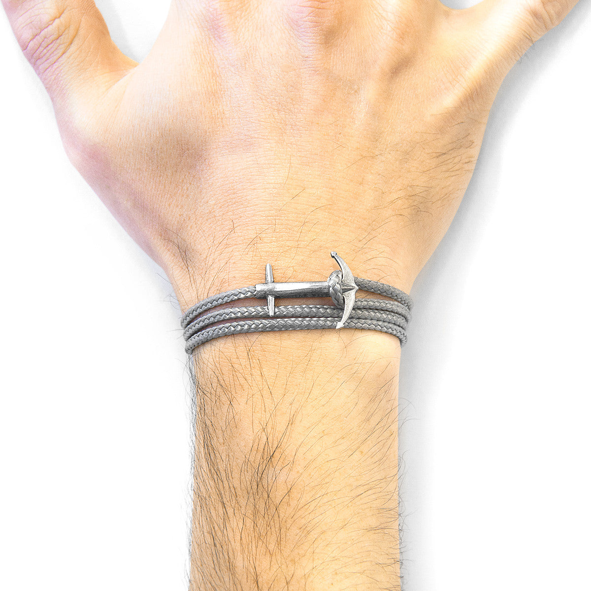 Classic Grey Admiral Anchor Silver and Rope Bracelet
