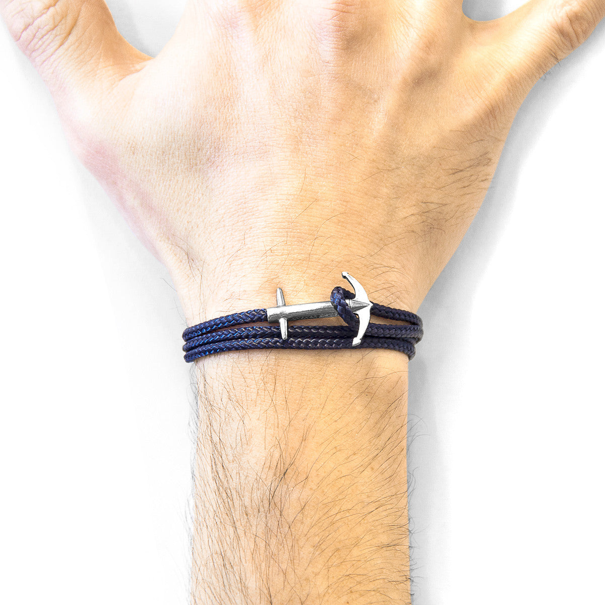 Navy Blue Admiral Anchor Silver and Rope Bracelet