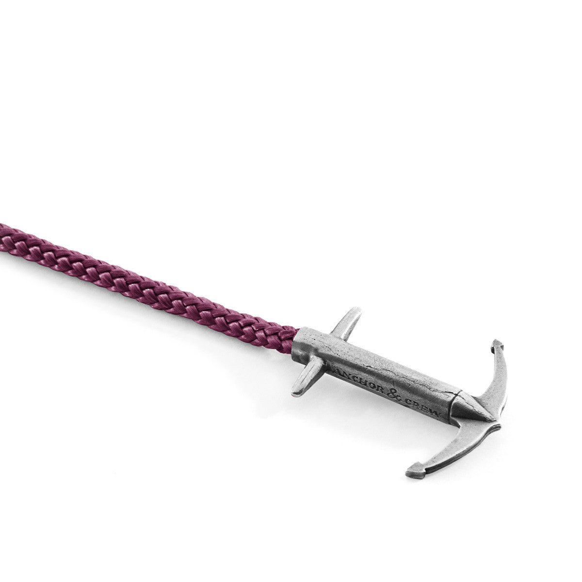 Aubergine Purple Admiral Anchor Silver and Rope Bracelet