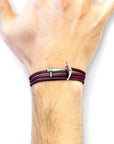 Aubergine Purple Admiral Anchor Silver and Rope Bracelet