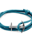 Ocean Blue Admiral Anchor Silver and Rope Bracelet