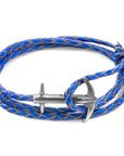 Royal Blue Admiral Anchor Silver and Braided Leather Bracelet