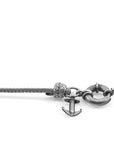 Classic Grey Clyde Anchor Silver and Rope Bracelet