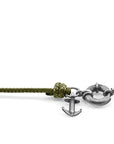 Khaki Green Clyde Anchor Silver and Rope Bracelet