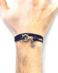 Navy Blue Clyde Anchor Silver and Rope Bracelet