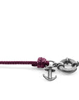 Aubergine Purple Clyde Anchor Silver and Rope Bracelet