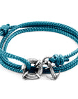 Ocean Blue Clyde Anchor Silver and Rope Bracelet