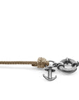 Sand Brown Clyde Anchor Silver and Rope Bracelet