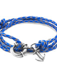 Royal Blue Clyde Anchor Silver and Braided Leather Bracelet