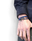 Royal Blue Clyde Anchor Silver and Braided Leather Bracelet
