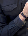 Grape Purple Clyde Anchor Silver and Braided Leather Bracelet