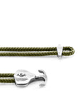 Khaki Green Delta Anchor Silver and Rope Bracelet