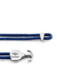 Navy Blue Delta Anchor Silver and Rope Bracelet