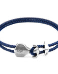 Navy Blue Delta Anchor Silver and Rope Bracelet