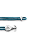 Ocean Blue Delta Anchor Silver and Rope Bracelet