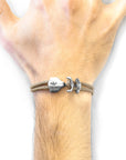 Sand Brown Delta Anchor Silver and Rope Bracelet