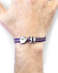 Grape Purple Delta Anchor Silver and Flat Leather Bracelet