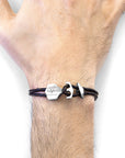 Dark Brown Delta Anchor Silver and Braided Leather Bracelet