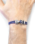 Royal Blue Delta Anchor Silver and Braided Leather Bracelet
