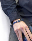 Royal Blue Delta Anchor Silver and Braided Leather Bracelet