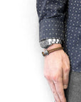 Light Brown Delta Anchor Silver and Braided Leather Bracelet