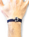 Navy Blue Union Anchor Silver and Rope Bracelet
