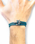 Ocean Blue Union Anchor Silver and Rope Bracelet