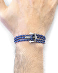 Royal Blue Union Anchor Silver and Braided Leather Bracelet