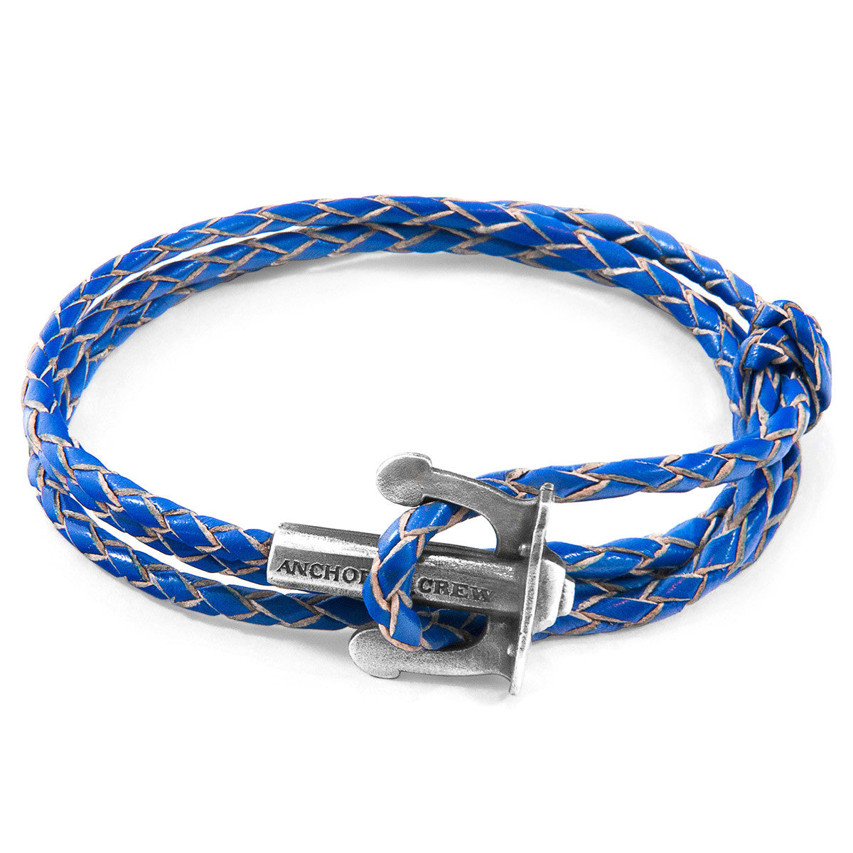 Royal Blue Union Anchor Silver and Braided Leather Bracelet