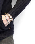 Light Brown Union Anchor Silver and Braided Leather Bracelet