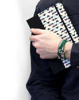 Fern Green Union Anchor Silver and Braided Leather Bracelet