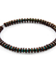 Green Agate and Brown Coconut Shell Adam Silver and Stone SKINNY Bracelet
