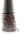 Midnight Black Arthur Silver and Braided Leather SKINNY Bracelet