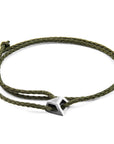 Khaki Green Arthur Silver and Rope SKINNY Bracelet