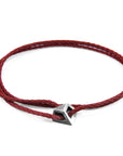 Burgundy Red Arthur Silver and Rope SKINNY Bracelet