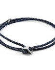 Indigo Blue Arthur Silver and Braided Leather SKINNY Bracelet