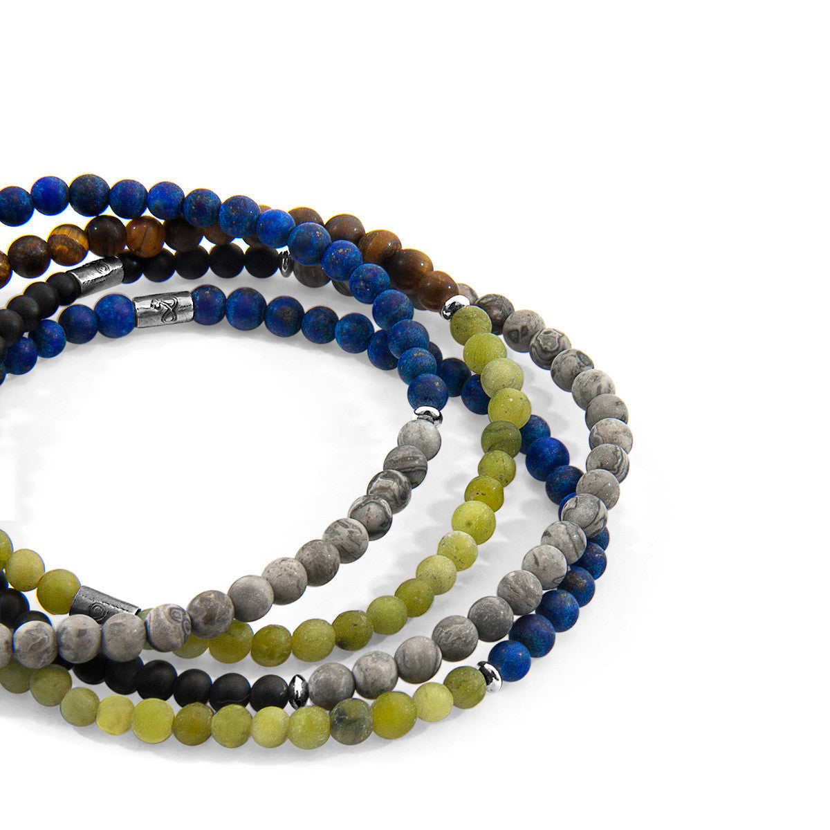 Grey Jasper and Black Onyx Alexander Silver and Stone SKINNY Bracelet