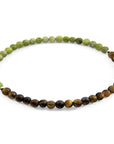 Brown Tigers Eye and Green Jade Alexander Silver and Stone SKINNY Bracelet