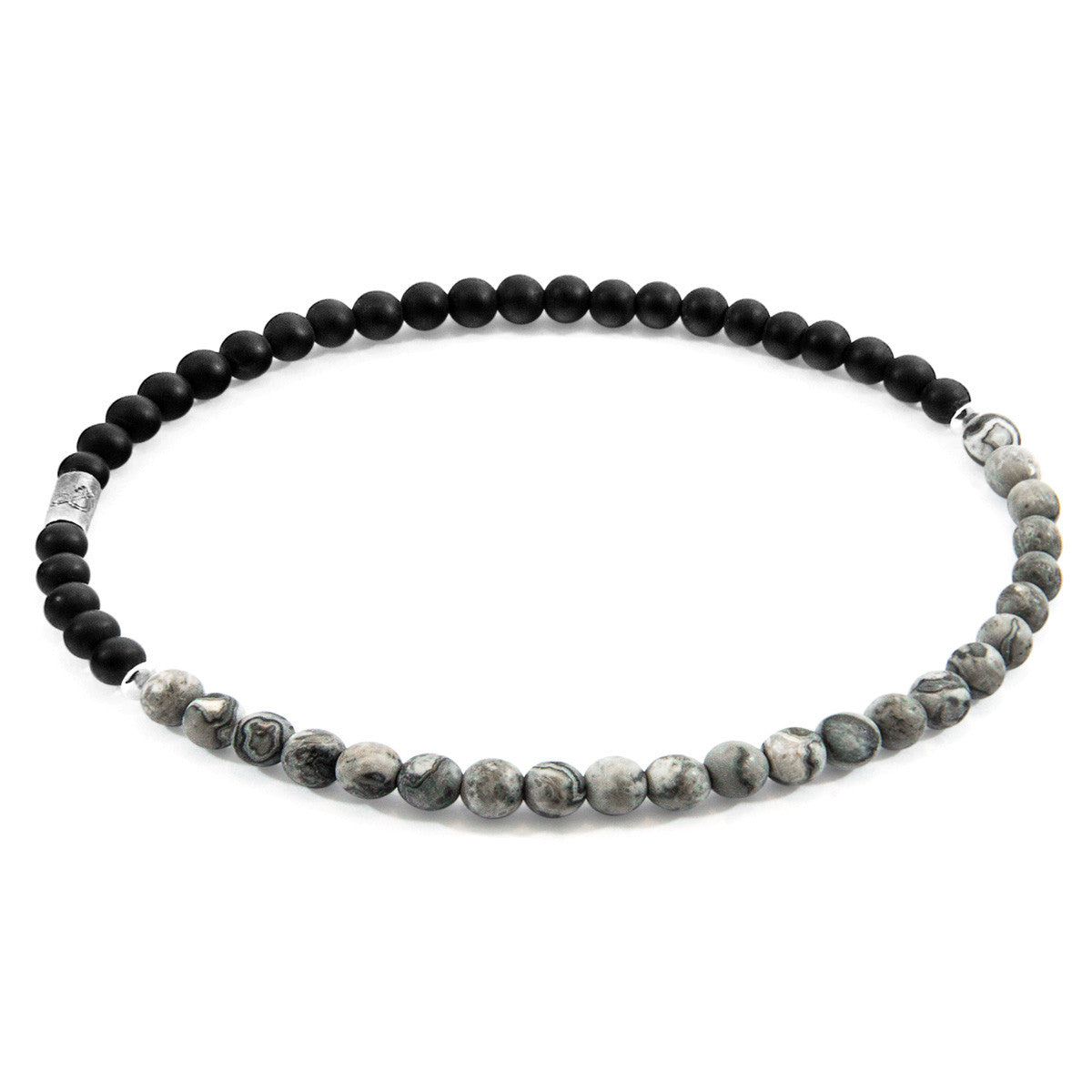 Grey Jasper and Black Onyx Alexander Silver and Stone SKINNY Bracelet