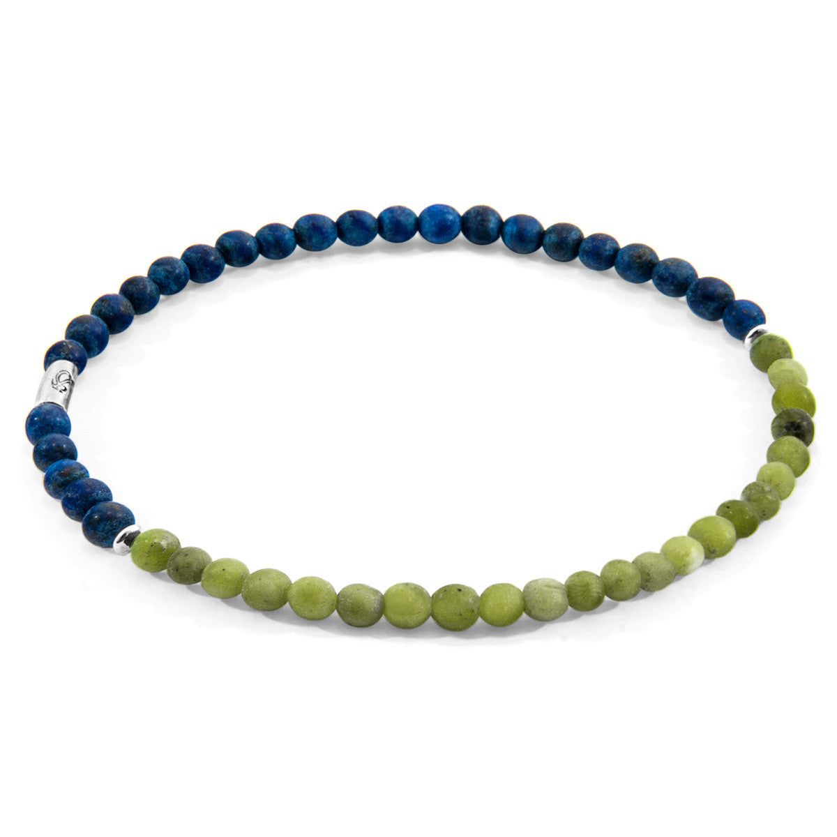 Green Jade and Blue Sodalite Alexander Silver and Stone SKINNY Bracelet
