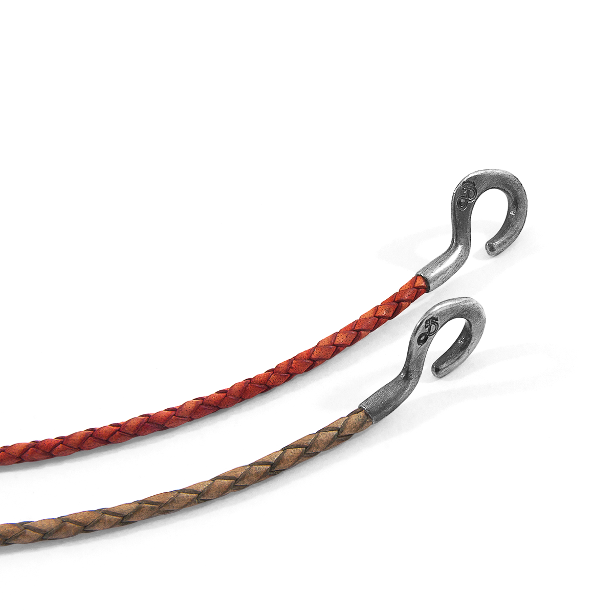 Taupe Grey Charles Silver and Braided Leather SKINNY Bracelet