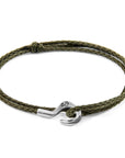 Khaki Green Charles Silver and Rope SKINNY Bracelet