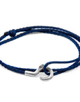 Navy Blue Charles Silver and Rope SKINNY Bracelet