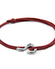 Burgundy Red Charles Silver and Rope SKINNY Bracelet