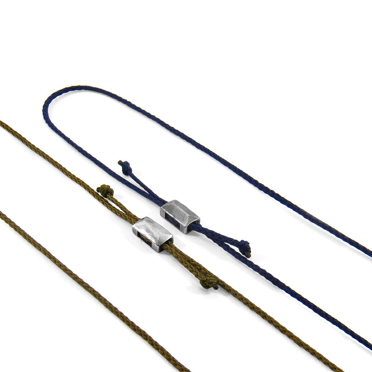 Navy Blue Edward Silver and Rope SKINNY Bracelet