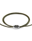 Khaki Green Edward Silver and Rope SKINNY Bracelet